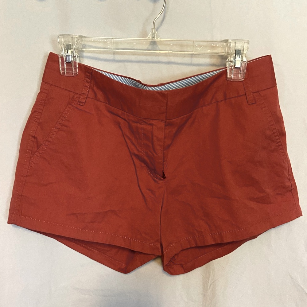 J. Crew Chino Broken-In shorts. Tags on, rust/coral color size 4.